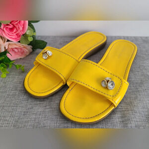 Apostrophe Yellow Flat‎ Slide In Sandals Women’s Size 10